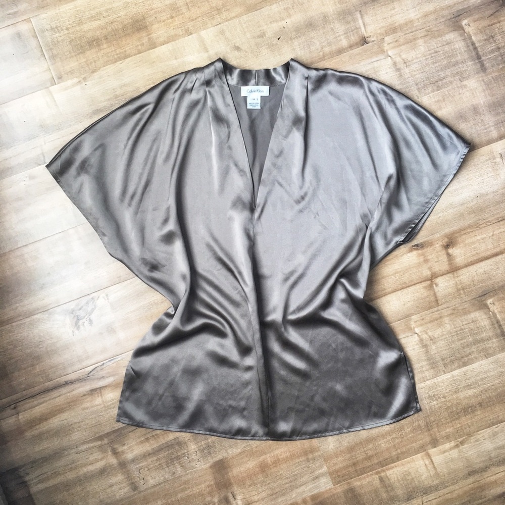 Silver Calvin Klein blouse 100% silk - size 14